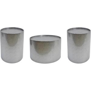 Christopher Knight Home Braeburn Modern Round 3 Piece Iron Accent and Coffee Table Set, Silver