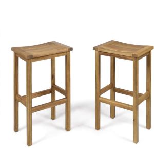 Christopher Knight Home Caribbean Outdoor 30″ Acacia Wood Barstools, 2-Pcs Set, Natural Stained(Natural Stained)