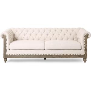 Christopher Knight Home Castalia Sofas, Cognac Brown + Natural(Beige + Dark Brown)
