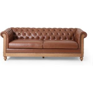 Christopher Knight Home Castalia Sofas, Cognac Brown + Natural(Cognac Brown + Natural)