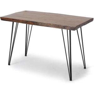 Christopher Knight Home Chana Industrial Faux Live Edge Rectangular Dining Table, Natural / Black