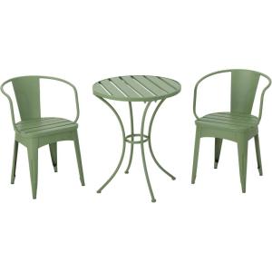 Christopher Knight Home Colmar Outdoor Iron Bistro Set, 3-Pcs Set, Matte Green(Matte Green)