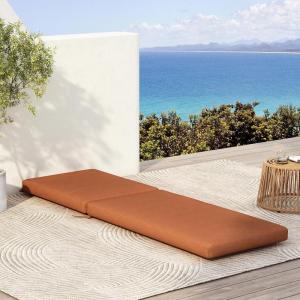 Christopher Knight Home Dale Patio Chair, Water-Repellent Fabric Chaise Lounge, Outdoor Lounger Cushion, Comfy and Durable Design, Medium, Beige(Orange)
