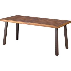 Christopher Knight Home Della Acacia Wood Dining Table, Natural Stained with Rustic Metal, 32.25 in x 69 in x 29.5 in, Brown, Grey(Brown  Grey)