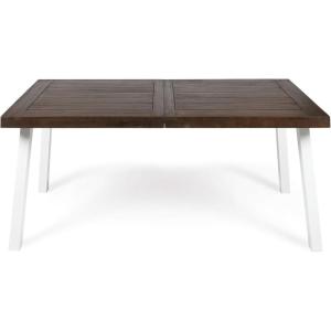 Christopher Knight Home Della Acacia Wood Dining Table, Natural Stained with Rustic Metal, 32.25 in x 69 in x 29.5 in, Brown, Grey(Dark Brown white Rustic Metal)