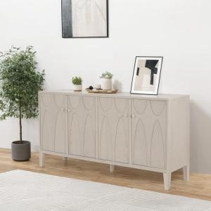 Christopher Knight Home Duska Wooden Sideboard Cabinet, Large Sideboard Buffet Cabinet, Living Room Accent Storage Cabinet with Adjustable Shelves,Kitchen Cabinet Organizer for Coffee Bar,White Washed(White Washed)
