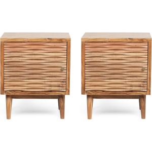 Christopher Knight Home Eakins Handcrafted Nightstand – Acacia Wood – Natural (Set of 2)