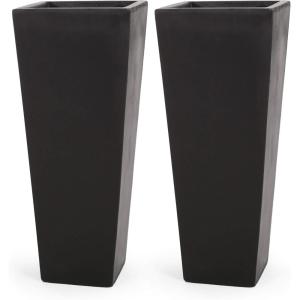 Christopher Knight Home Ella Outdoor Planter Sets, Large, Matte Black(Matte Black)