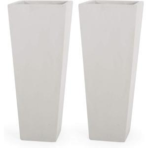 Christopher Knight Home Ella Outdoor Planter Sets, Large, Matte Black(Matte White)