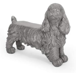 Christopher Knight Home Emersyn Outdoor Leopard Shaped Concrete Bench, Antique Copper Finish(Spaniel Dog  Gray)