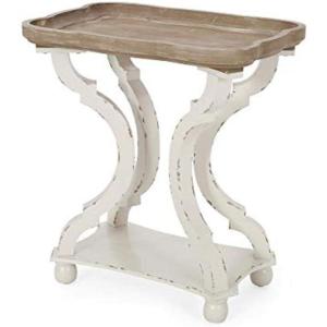 Christopher Knight Home Esther French Country Accent Table with Rectangular Top, Natural + Distressed White
