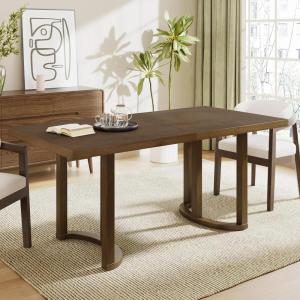 Christopher Knight Home Evat 69 Inch Dining Table for 6 People, Modern Kitchen Table with U-Shaped Legs, Wooden Rectangular Farmhouse Dinner Furniture for Dining Room, Home Office, Natural Ash(Walnut)