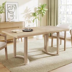 Christopher Knight Home Evat 69 Inch Dining Table for 6 People, Modern Kitchen Table with U-Shaped Legs, Wooden Rectangular Farmhouse Dinner Furniture for Dining Room, Home Office, Natural Ash(Natural Ash)