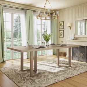 Christopher Knight Home Evat 95 Inch Dining Table for 6-8 People, Modern Kitchen Table with U-Shaped Legs, Large Wooden Rectangular Farmhouse Dinner Furniture for Dining Room, Home Office,Natural Ash(Light Ash)