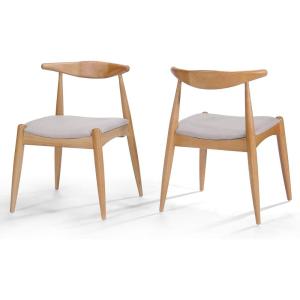 Christopher Knight Home Francie Fabric with Oak Finish Dining Chairs, 2-Pcs Set, Beige