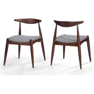 Christopher Knight Home Francie Fabric with Walnut Finish Dining Chairs, 2-Pcs Set, Light Grey / Walnut(Light Grey / Walnut)