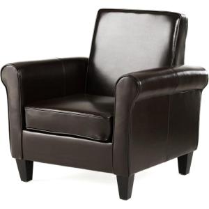 Christopher Knight Home Freemont Leather Club Chair, Chocolate Brown
