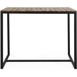 Christopher Knight Home Frieda Outdoor Modern Industrial Acacia Wood Bar Table, Teak Finish + Black(Teak Finish + Black)