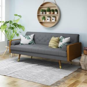 Christopher Knight Home GDFStudio Christopher Knight Home Aidan Mid Century Modern Tufted Fabric Sofa, Gray