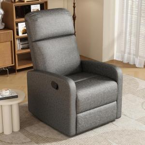 Christopher Knight Home Gaius Modern Fabric Upholstered Manual Push Back Recliner Chair, Wooden Gliding Home Theater Seating, Comfy Reading Chair, Deep Seating Single Sofa Accent Chair, Beige+Blue(Slate Grey)