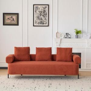 Christopher Knight Home Gilly 78″ Modern Boucle Upholstered Sofa with Pillow, Oversized Comfy Cloud Couch with Wooden Frame, 3-Seater Sofa Couch for Living Room, Bedroom, Home Office, Burnt Orange(Burnt Orange)
