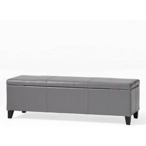 Christopher Knight Home Glouster Upholstered Storage Ottoman Bench, Forest Green Velvet, Matte Black(Pu grey)