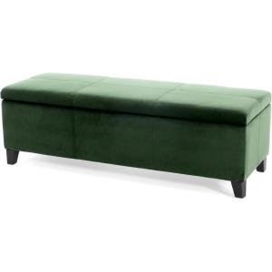 Christopher Knight Home Glouster Upholstered Storage Ottoman Bench, Forest Green Velvet, Matte Black(Velvet forest Green)