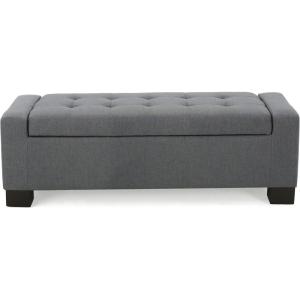 Christopher Knight Home Guernsey Fabric Storage Ottoman, Charcoal 20×50.25×16.75 inches(Charcoal)