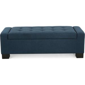 Christopher Knight Home Guernsey Fabric Storage Ottoman, Charcoal 20×50.25×16.75 inches(Navy Blue)