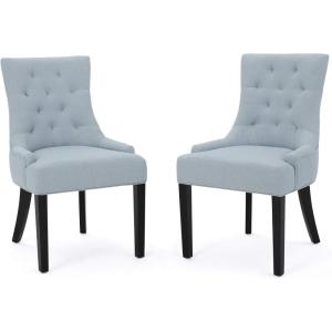 Christopher Knight Home Hayden Fabric Dining Chairs, 2-Pcs Set, Wood, Light Sky