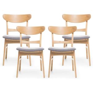 Christopher Knight Home Heather Mid-Century Modern Dining Chairs (Set of 4), Dark Gray and Natural Oak(Dark Gray  Natural Oak)
