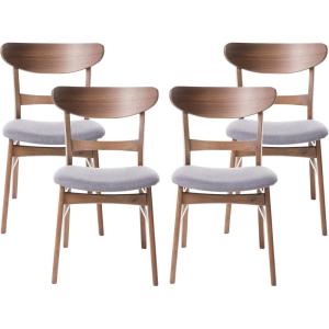 Christopher Knight Home Heather Mid-Century Modern Dining Chairs (Set of 4), Dark Gray and Natural Oak(Dark Gray  Walnut)