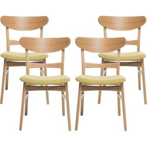 Christopher Knight Home Heather Mid-Century Modern Dining Chairs (Set of 4), Dark Gray and Natural Oak(Green Tea  Natural Oak)