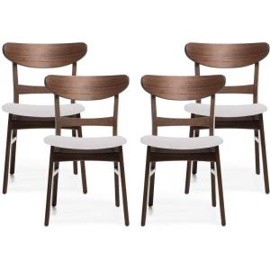 Christopher Knight Home Heather Mid-Century Modern Dining Chairs (Set of 4), Dark Gray and Natural Oak(Light Beige  Walnut)