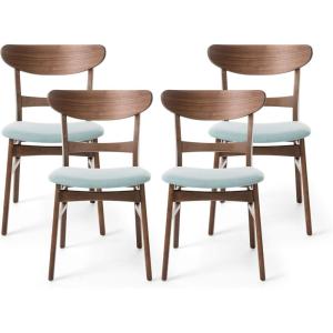 Christopher Knight Home Heather Mid-Century Modern Dining Chairs (Set of 4), Dark Gray and Natural Oak(Mint  Walnut)