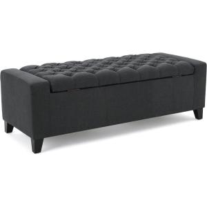 Christopher Knight Home Hikaru Fabric Storage Ottoman, Light Sky Dimensions: 20.50”D x 51.00”W x 17.00”H(Dark Grey)