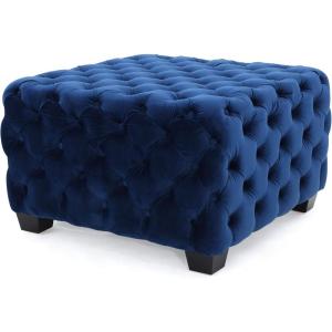 Christopher Knight Home Jaymee Velvet Ottoman, Grey(Navy Blue)