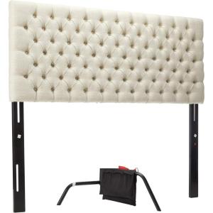 Christopher Knight Home Jezebel Headboard – Fully Upholstered, Queen / Full, Ivory(Beige)