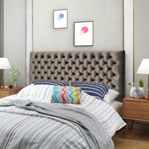 Christopher Knight Home Jezebel Headboard – Fully Upholstered, Queen / Full, Ivory(Grey / Black Steel)