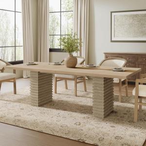 Christopher Knight Home Kaiya Modern Minimalist Wood Dining Table for 6-10 People, Rectangular Dining Room Table, Pedestal Kitchen Table, Ideal for Restaurant/Family Gatherings, Natural Ash(Natural Ash)