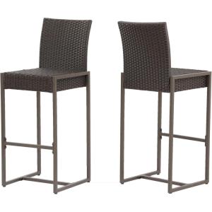 Christopher Knight Home Kelly Outdoor Wicker 30 Inch Barstool (Set of 2), Dark Brown