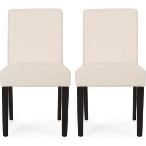 Christopher Knight Home Kuna Contemporary Upholstered Dining Chair (Set of 2), Beige + Weathered Brown(Beige + Espresso)