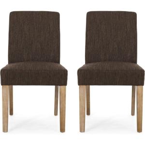 Christopher Knight Home Kuna Contemporary Upholstered Dining Chair (Set of 2), Beige + Weathered Brown(Brown + Dark Brown)
