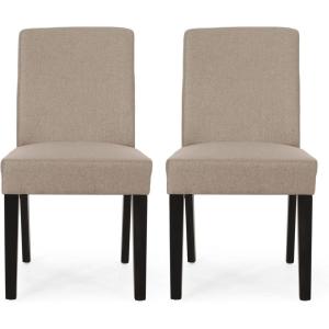 Christopher Knight Home Kuna Contemporary Upholstered Dining Chair (Set of 2), Beige + Weathered Brown(Taupe + Espresso)