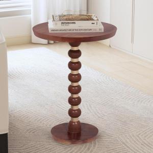 Christopher Knight Home Laveer Wood End Table, Indoor Round Side Table, Small Drink Table, Modern Solid Wood Accent Table Coffee Table for Living Room Bedroom or Small Spaces, Gold+Honey(Honey Wood tatian)