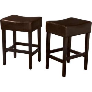 Christopher Knight Home Lopez Backless Leather Counter Stools, 2-Pcs Set, Brown