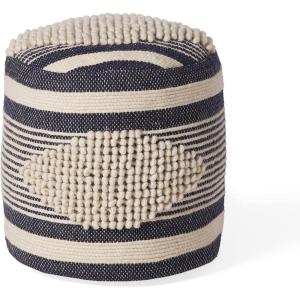 Christopher Knight Home Lucknow Pouf, White + Teal Small(White + Denim Blue)