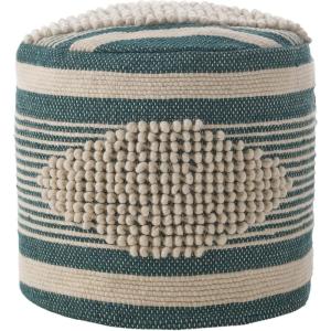 Christopher Knight Home Lucknow Pouf, White + Teal Small(White + Teal)