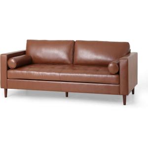 Christopher Knight Home Malinta Sofas, Cognac Brown + Espresso(Cognac Brown + Espresso)