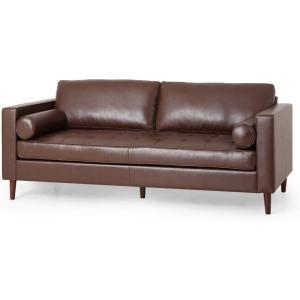 Christopher Knight Home Malinta Sofas, Cognac Brown + Espresso(Dark Brown + Espresso)